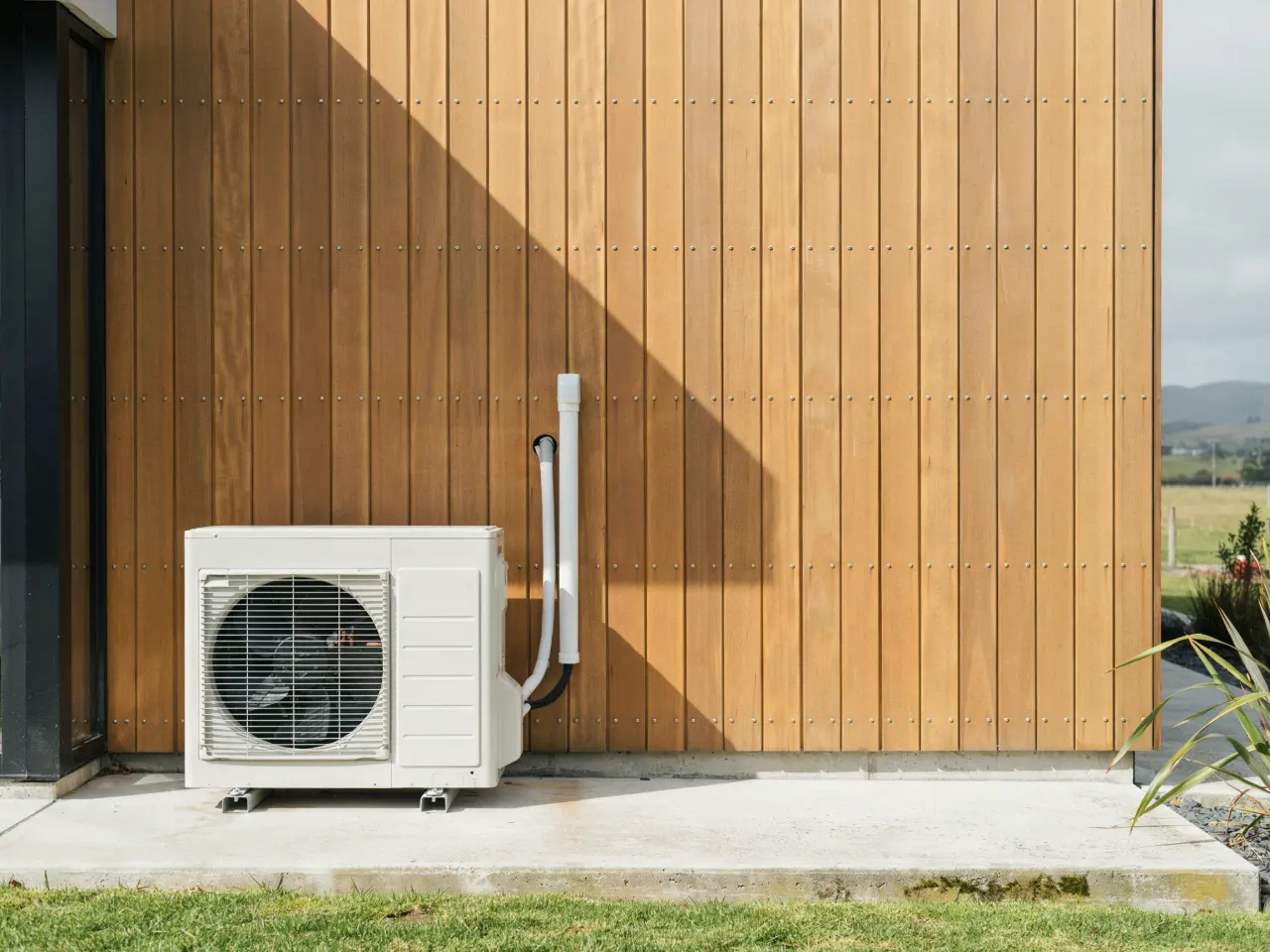 Heat pump outdoor unit on a Hawke's Bay home